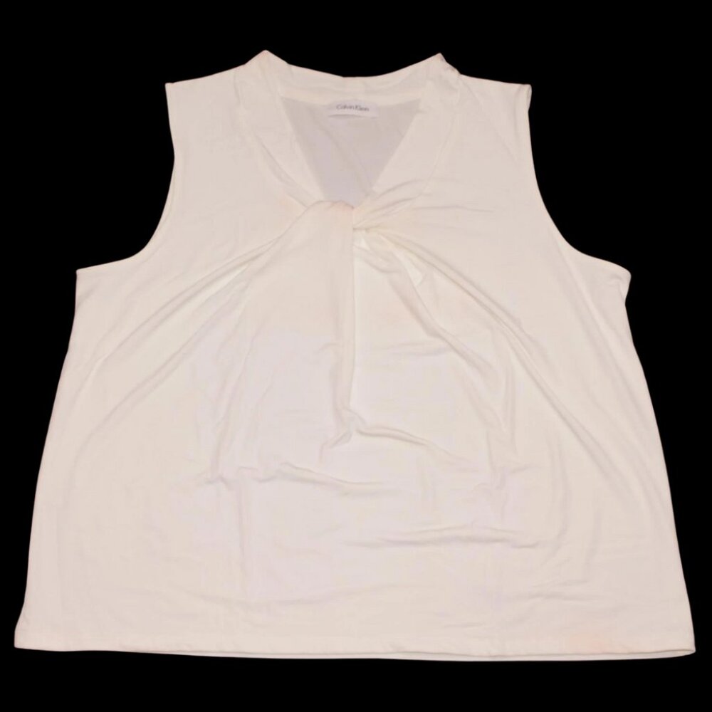 Calvin Klein Women's Sleeveless White Shirt SLTM3724 NWOT Size XL